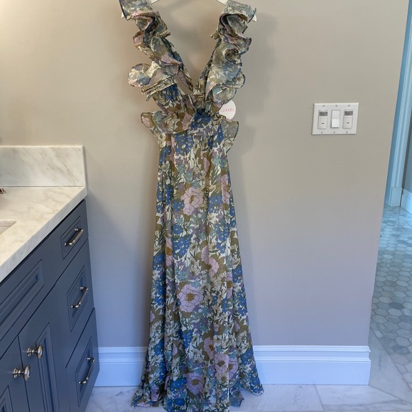Vici | Dresses | Vici Zabelle Floral Ruffle Cutout Maxi Dress | Poshmark